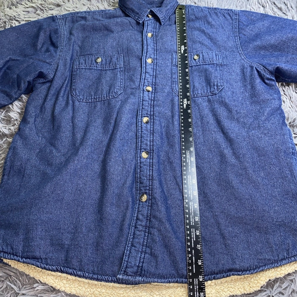 Wrangler Men's Sz L Workwear Denim Sherpa Lined Insulate Shirt Jacket Shacket - Picture 4 of 7